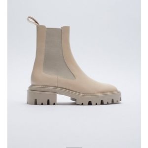 Zara cream lug sole boots